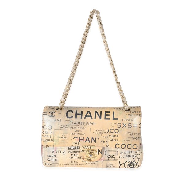 Chanel Limited Edition Graffiti Newspaper Print Medium Double Flap Bag - Picture 6 of 6